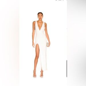 Superdown V Neck White Sleeveless Maxi Dress
